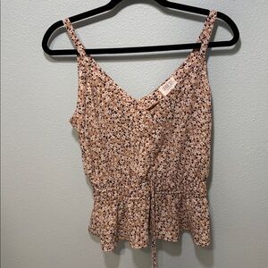 SIENNA SKY Floral dressy spaghetti strap blouse.